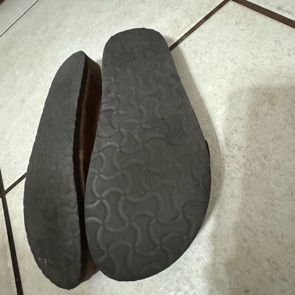 White Mountain Women's 9 Brown Leather Slide Sandals - Picture 5 of 6